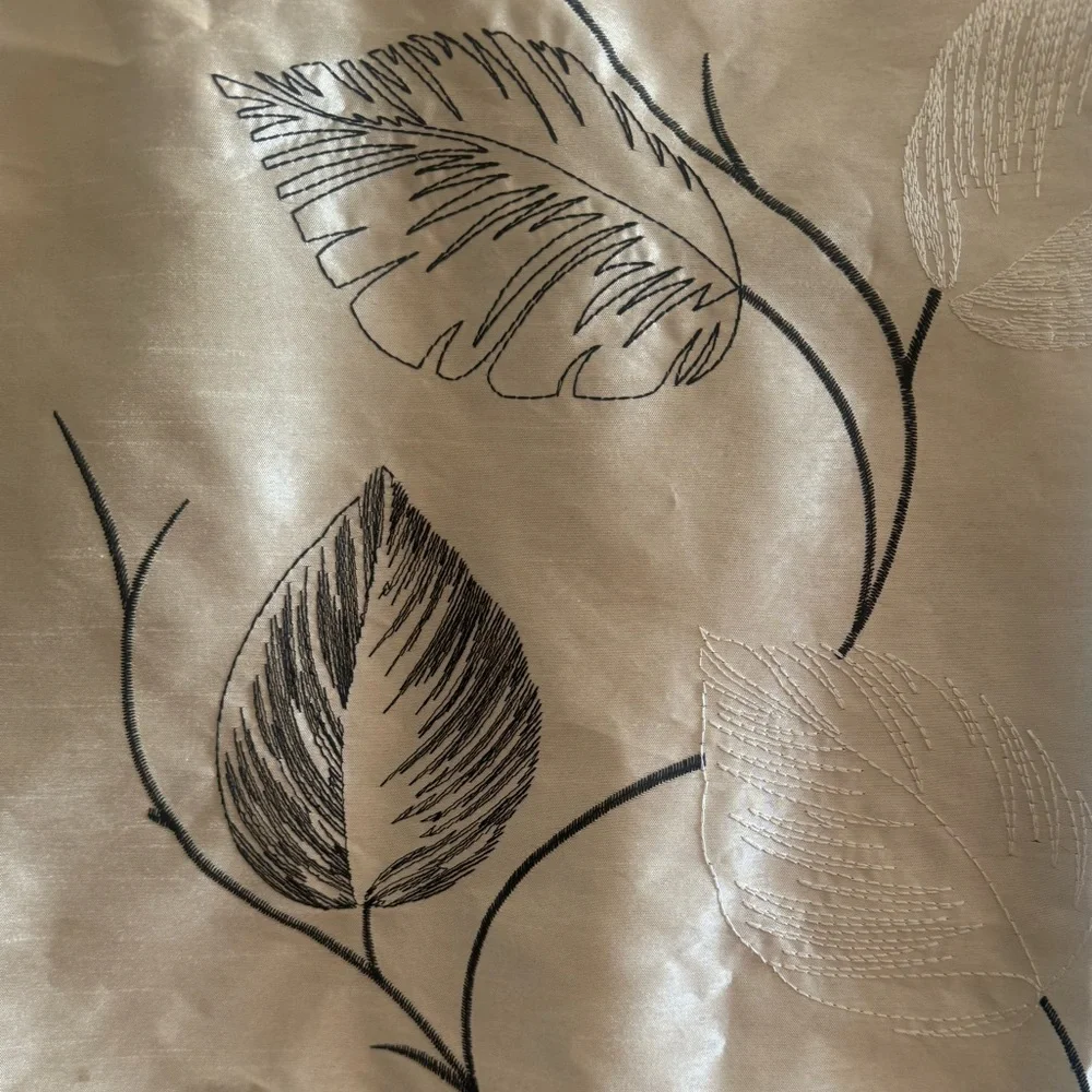 CROSCILL beige with beige and black leaves Fabric Shower Curtain 72 x 72